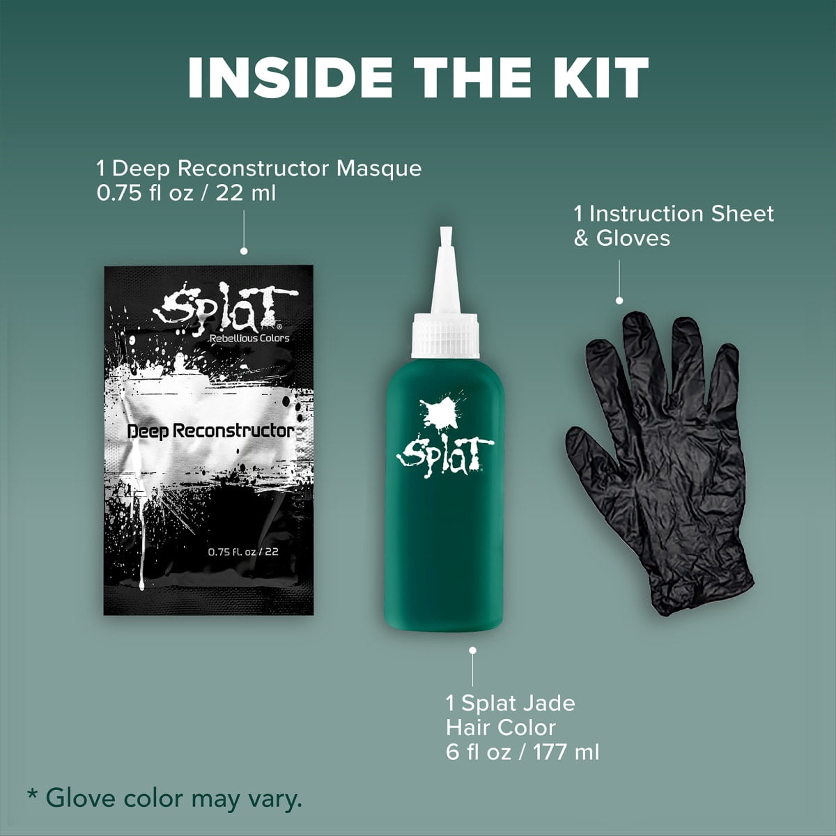 Splat Midnight Jade Hair Dye Kit, Semi-Permanent Green Hair Color for Brunettes, Vegan