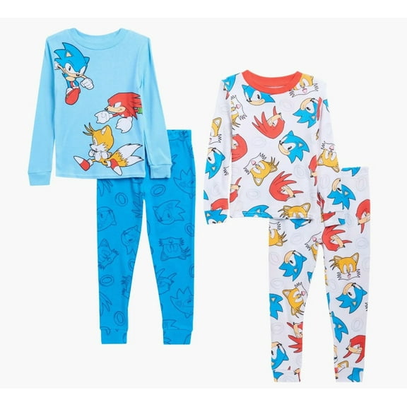 Sonic, Tails and Knuckle Toddler Boy's Long-Sleeved Cotton Character Pajama Set, Size 5T