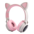 thumbnail image 3 of Auriculares Bluetooth 5.0 Nikou con orejas de gato y cancelación de ruido LED gris y rosa, 3 of 15