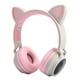 thumbnail image 3 of Auriculares Bluetooth 5.0 Nikou con orejas de gato y cancelación de ruido LED gris y rosa, 3 of 15