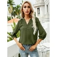 thumbnail image 5 of LOMON Women's 3/4 Sleeve V Neck Button Up Pleated Back Blouses Dot Blouse Tops Shirts, 5 of 8