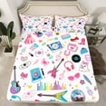 thumbnail image 2 of Manfei Chic Disco Ball Twin Sheet Sets,Girls Music Guitar Twin Fitted Sheet,Pink Bowtie Bow Knot Flat Sheet For Kids Teens,Super Cozy Room Decor,3-Piece, 2 of 7
