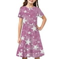thumbnail image 2 of MKOSPLRT Robes Florales pour Enfants 4-14 Ans Robe Patineuse à Manches Courtes pour Filles Col Ras du Cou Boho Plissée Robe Évasée Fluide Robe Midi, 2 of 8