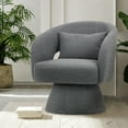MALOL Round Barrel Armchair, Modern Fabric Accent Chair with Pillow for