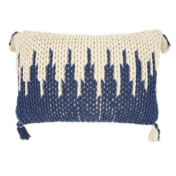 Knitted Zig Zag Fringed Throw Pillow Cover