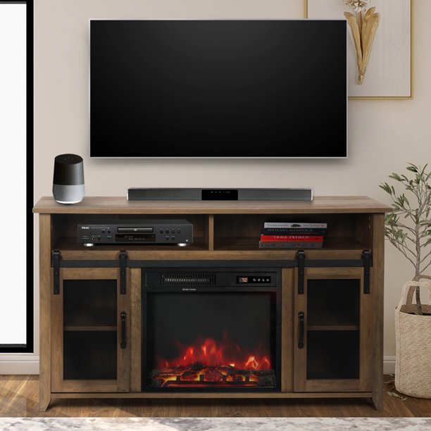 ENSTVER Fireplace TV Stand for TVs up to 55", Electric Fireplace