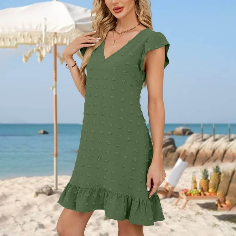 cute summer dresses under 20 Summer Dresses for Women under $10! Xqxayjr Ladies Sleeveless Summer Sundress V Neck Cute Sriped Casual Graduation Dresses Drawstring Elastic Waist Spaghetti Strap Fashion Cocktail Dress