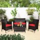 thumbnail image 5 of Conjunto de muebles al aire libre Costway 4 Piezas Ratan PE cojines patio Marrón Mezclado rojo, 5 of 7