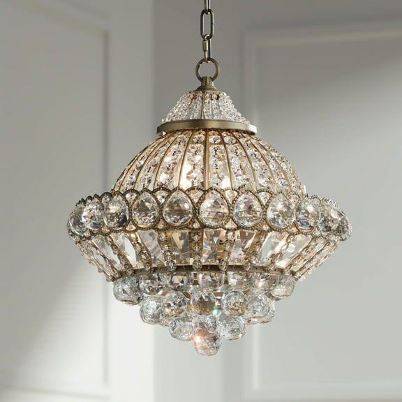 Vienna Full Spectrum Wallingford Antique Brass Chandelier 16" Wide French Crystal Glass 6-Light Fixture for Dining Room House Kitchen Island Entryway