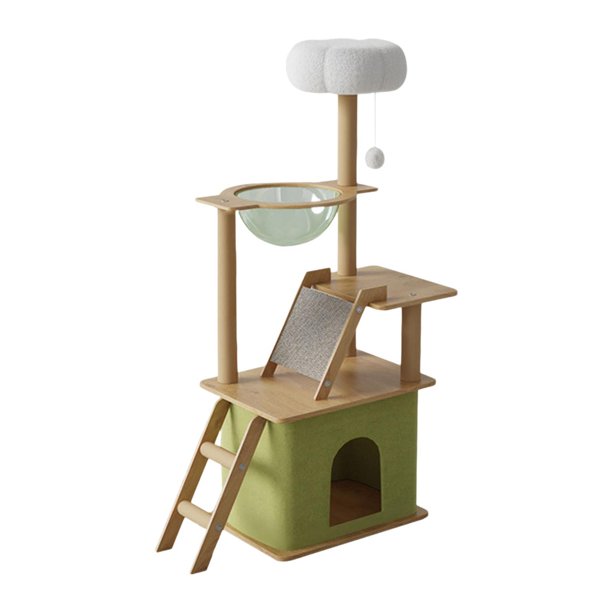 Torre para gatos de para gatos de interior, muebles de protección de varios niveles, torre de escalada para gatos, cama para gatos jugando , Green B, 40x55x140cm