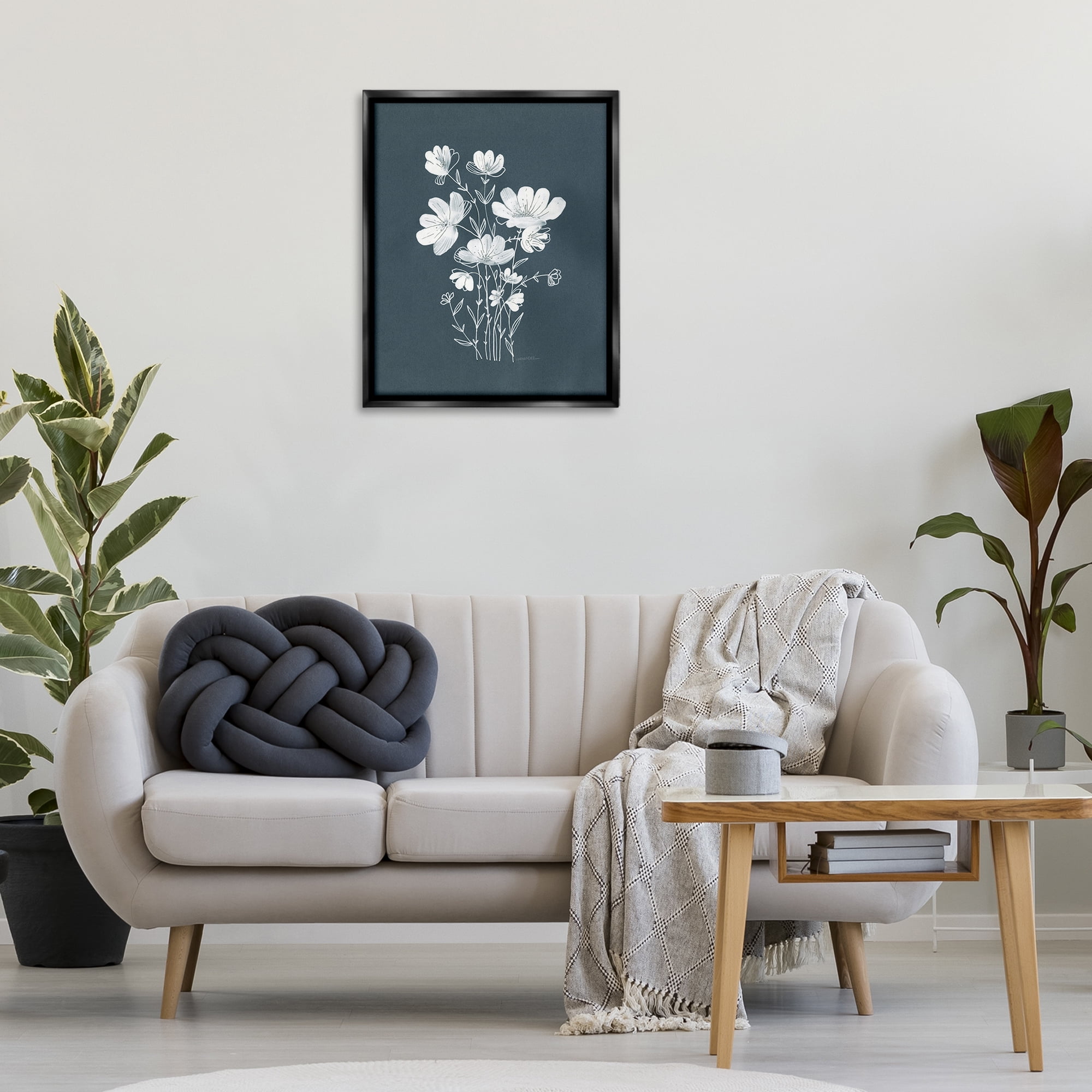 Stupell Industries White Simple Florals Plants & Flowers Painting Black Floater Framed Canvas Art Print Wall Art, 25 x 31