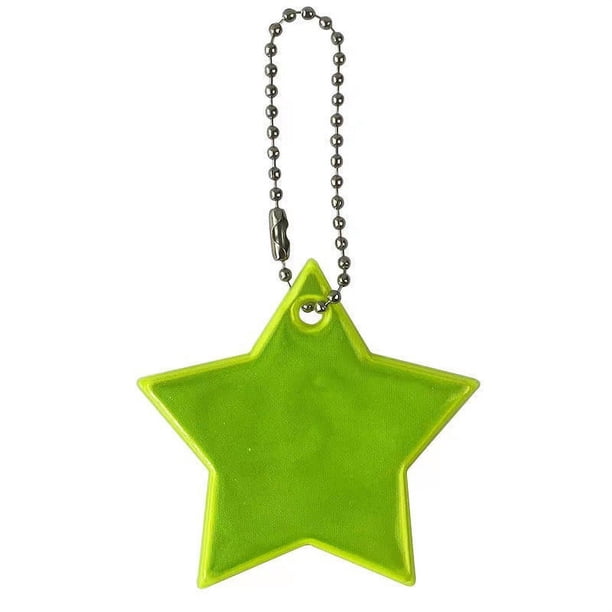 Llavero con forma de estrella de PVC con logotipo de advertencia nocturna y reflector para montar en la mochila escolar