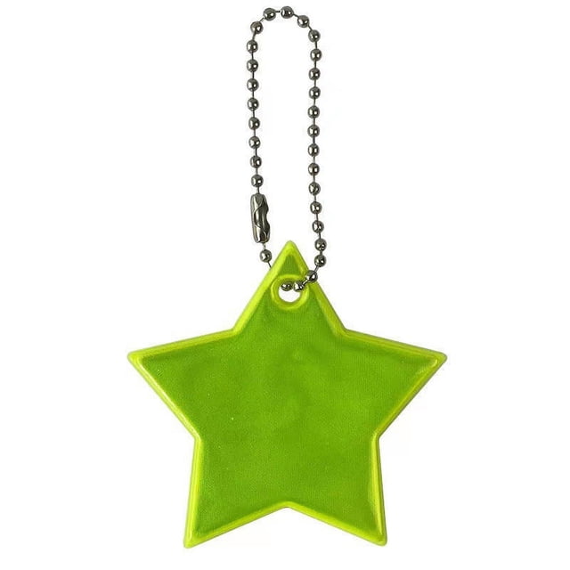 Llavero con forma de estrella de PVC con logotipo de advertencia nocturna y reflector para montar en la mochila escolar