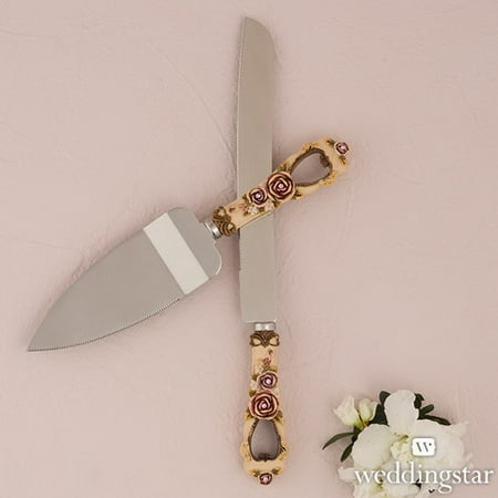 Elegant Vintage Rose Wedding Cake Serving Set Weddingstar