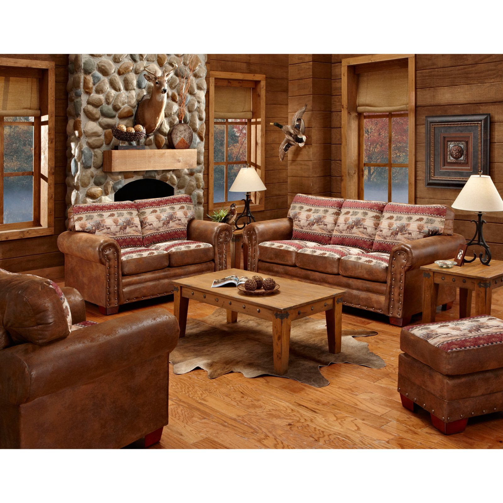 American Furniture Classics 26.5" Microfiber Deer Valley Ottoman in Brown