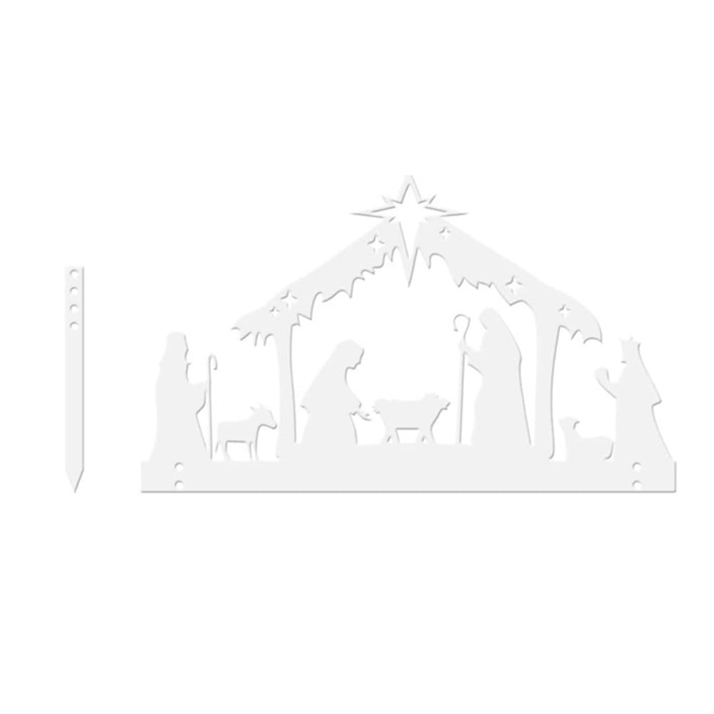 Nativity Scene Silhouette Decor Durable Material with Metal Stakes for