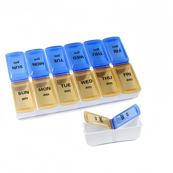 Weekly Pill Organizer 2 Times a Day, 7 Day Travel Pill Box with Detachable Pill Compartments, Large Capacity Portable Medication Container for Daily Vitamins & Pills