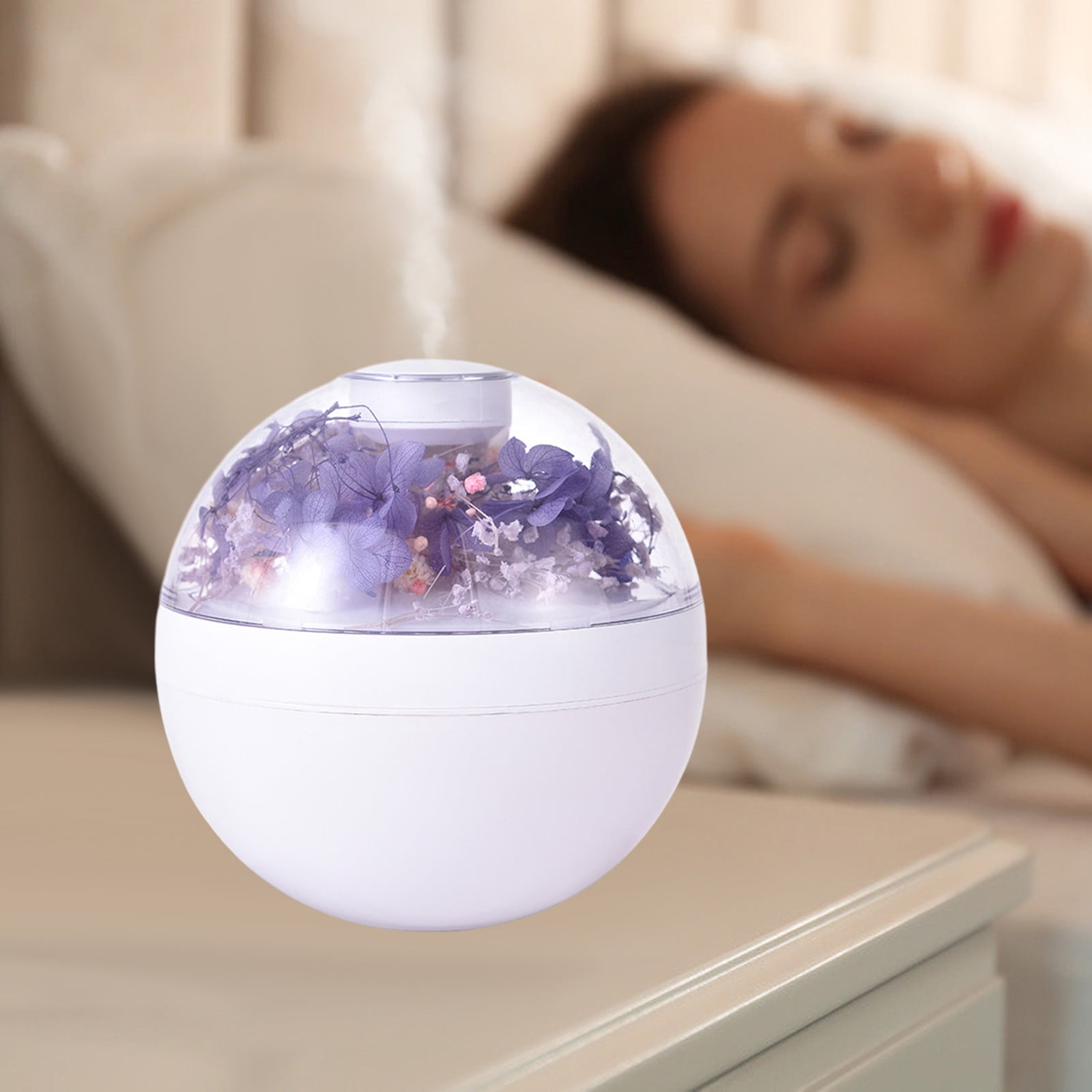 Humidifier for Bedroom,200Ml Everlasting Flower USB Aromatherapy Humidifier (Purple),for Baby Nursery and Plant