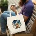 thumbnail image 4 of Hello Winter Goldendoodle Welcome Snowy Night Watercolor Vintage Canvas Tote Bag Doodle Dog Lover Gifts Idea Reusable Shopping Grocery Bag - 01011, 4 of 5