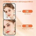 thumbnail image 2 of HLONK Compact Mirror with Light and Magnification 1X/3X  Portable LED Travel Makeup Mirror Mini Foldable Magnetic Closing Pocket Mirror Handheld Compact Purse Mirror for  Girls  Green, 2 of 7