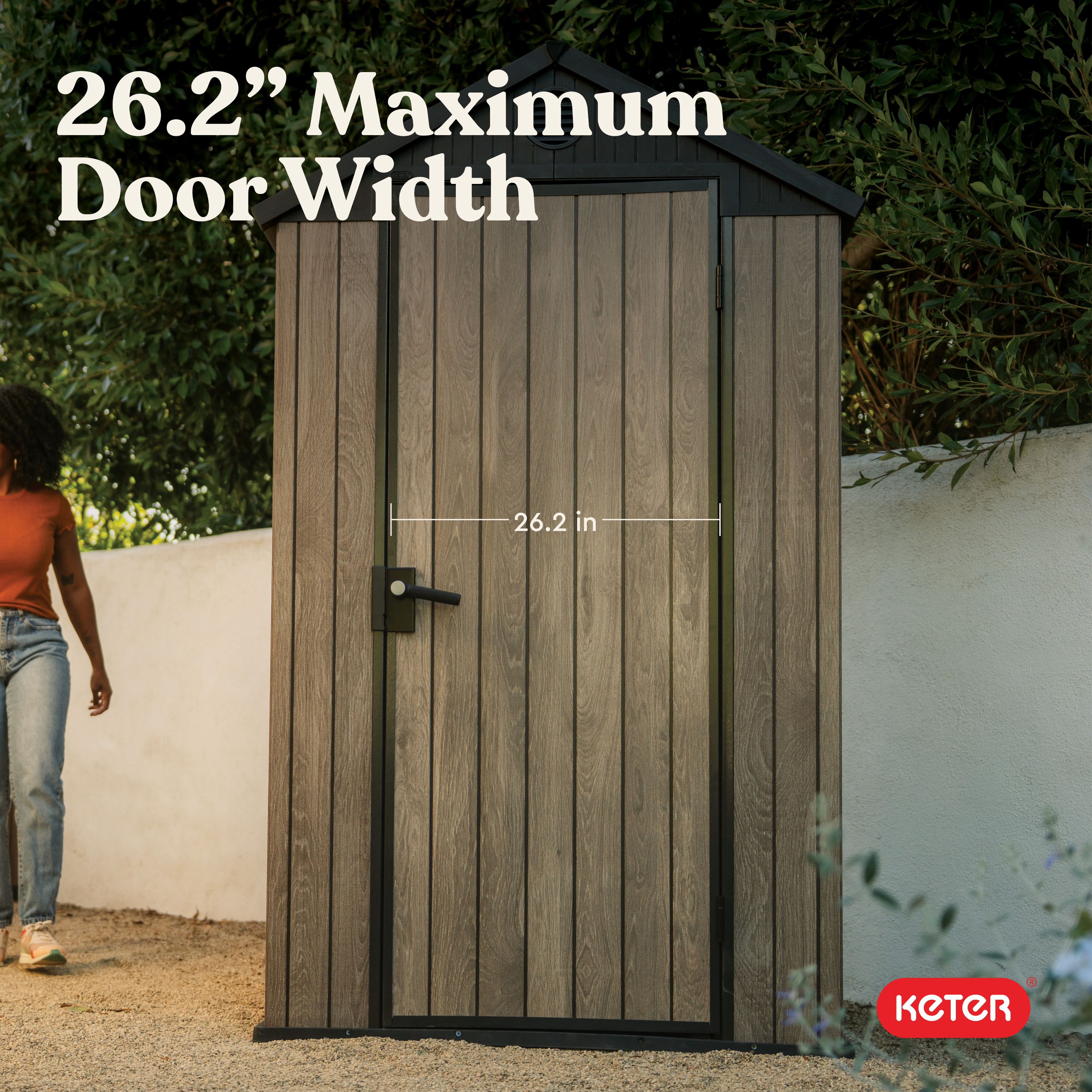 Keter Darwin 4x4 ft. Outdoor Storage Shed, Weatherproof Lockable Design, Ashwood