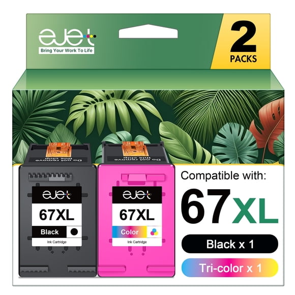 Paquete combinado de cartuchos de tinta Ejet 67XL en negro/color para HP