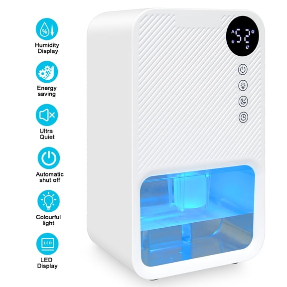 Dehumidifiers for Home Room,AILKIN 39oz&1100ML Water Tank Auto-Off Energy Efficiency Humidity Display 24H Timer 7 Colors Light Portable Mini Dehumidifier for Small Room,Bathroom,Bedroom