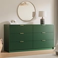 thumbnail image 5 of FURNIWAY 6 Drawer Dresser for Bedroom, 55" Wide Modern Chest of Drawers with Gold Metal Handles, Fluted Wood Clothes Storage Organizer & Cabinet for Living Room, Hallway, Green, 5 of 7