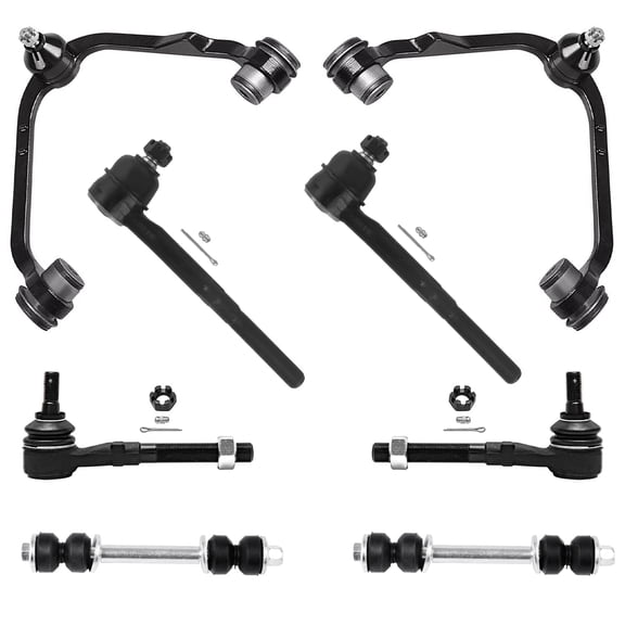 Detroit Axle - 2WD Front Upper Control Arms for Ford F-150 Expedition F-250, Lincoln Navigator, w/Ball Joint, Tierod, Sway Bar - 8pc Suspension Kit