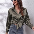thumbnail image 2 of XuJwPNcy Women's Satin Silk Long Sleeve Button Down Collared Shirt Formal Work Blouse Top Casual Solid Shirts for Office Lady, 2 of 7