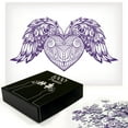 thumbnail image 3 of Ambesonne Wings Print Jigsaw Puzzle, Heart Botany Ornate, Heirloom-Quality Fun Activity for Family Durable Cardboard, 1000 pcs, Dark Purple and Pale Mauve, 3 of 6