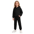 thumbnail image 2 of Girls Athletic Sweatsuit 2 Piece Outfit Long Sleeve Hoodie Pullover Sweatshirt Sweatpants Set Kids Teen Fall Trendy Tracksuit, 2 of 9