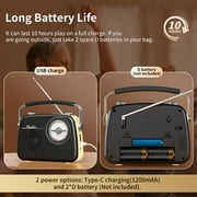 UMUTOO Portable Radio AM FM SW, Small Vintage Retro Radios with Headphone Jack, Rechargeable Battery Bluetooth Speaker, for Home, Outdoor, Gifts, Elderly