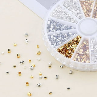 3000 Pcs Crimp Beads Kit 1.5mm+2.0mm Copper Jewelry Making Beading Supplies for DIY Bracelet Earring Making Clamp End Stopper Spacer