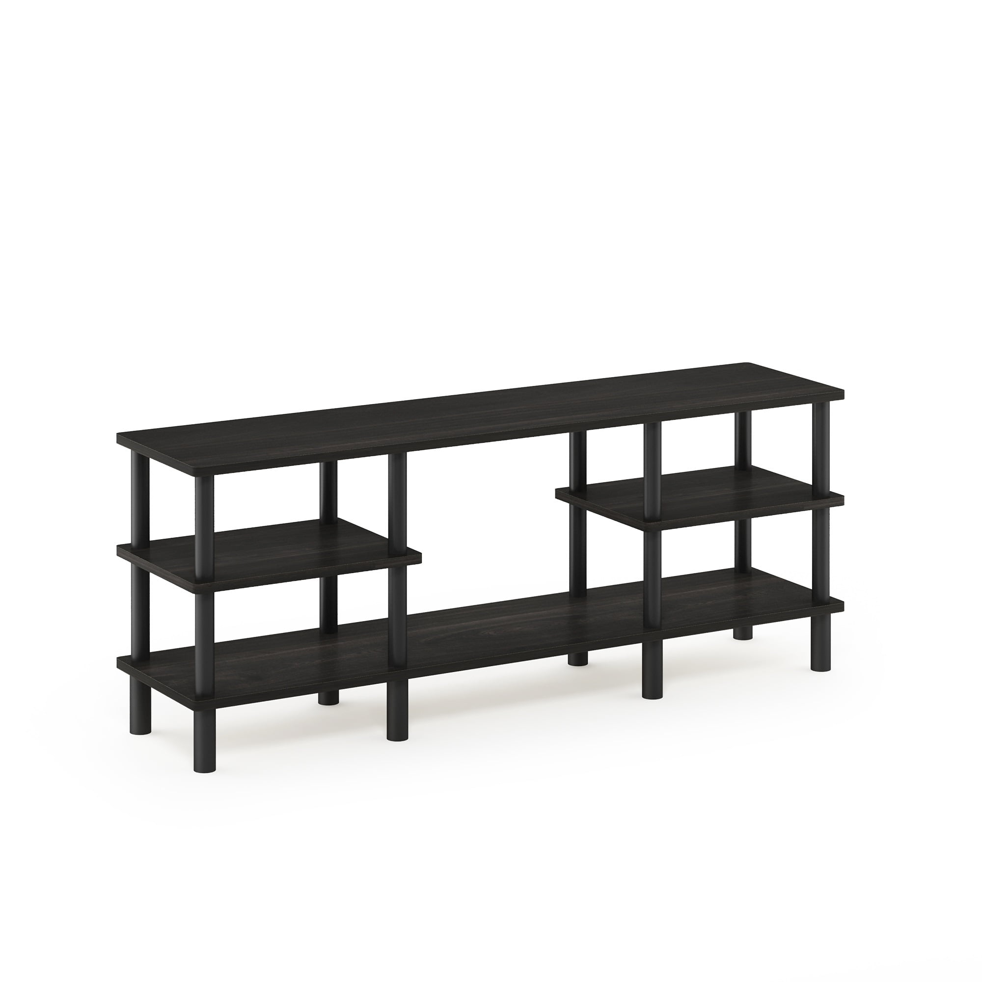 Furinno Turn-N-Tube 3-Tier Multipurpose Wide Shelf TV Stand, Espresso/Black