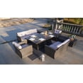 thumbnail image 2 of Abrihome NEW 7-Piece Patio Brown Conversational Sofa Set With Gas Firepit And Ice Container Rectangle Dining Table And Storage Box, 2 of 6