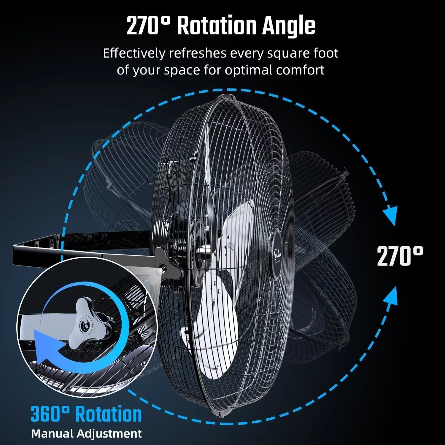 Simple Deluxe 18 inch 3 Speed 4000 CFM Metal Wall Mount Fan