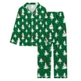 thumbnail image 5 of christmas family pajama sets for women matching plaid sleepwear Women's Christmas Tree Print Button Pocket Long Sleeve Trousers Home Pajama Set, 5 of 5