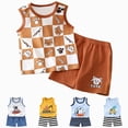 thumbnail image 2 of Toddler Boy Summer Outfits Baby Boys Cloting Set Cartoon Outfit Chef Dog Print Sleeveless Top Striped Shorts Kids Casual Summer Set, 2 of 7