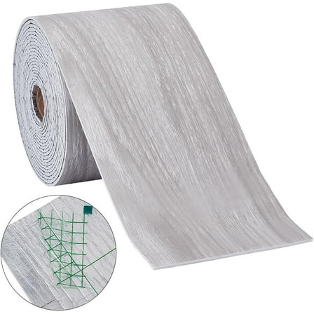 Light Grey Wood Grain Self Adhesive Wallpaper Border Mirror Edge Peel and Stick Removable PVC Waterproof Wallpapers for Mirrors Frame Kitchen Tiles Cabinet Decor Corner Sticker 4In Width 1pc