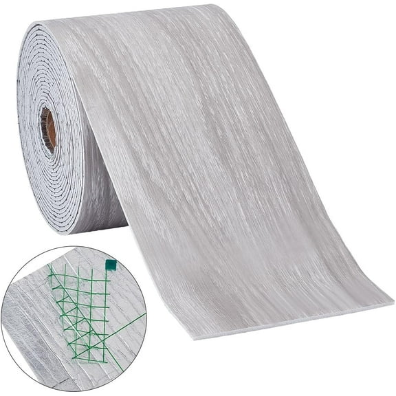 Light Grey Wood Grain Self Adhesive Wallpaper Border Mirror Edge Peel and Stick Removable PVC Waterproof Wallpapers for Mirrors Frame Kitchen Tiles Cabinet Decor Corner Sticker 4In Width 1pc