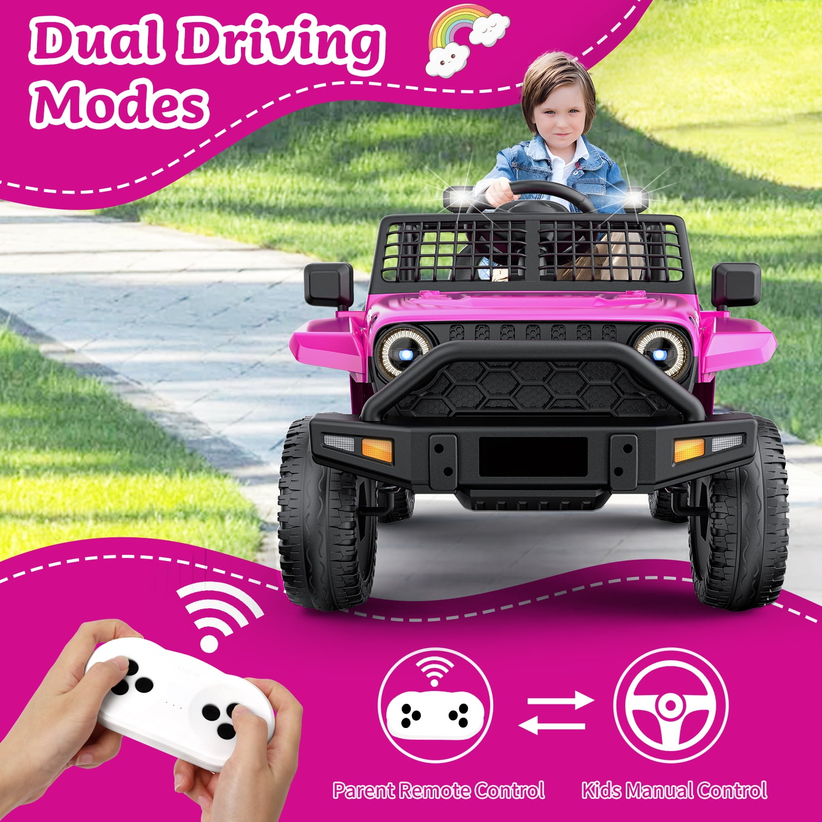 HHVEL 12V 7AH Ride on Toys for kids, Ride on Cars with Remote Control ,2x35W Motors, 3.5MPH Max Speed, Music Player