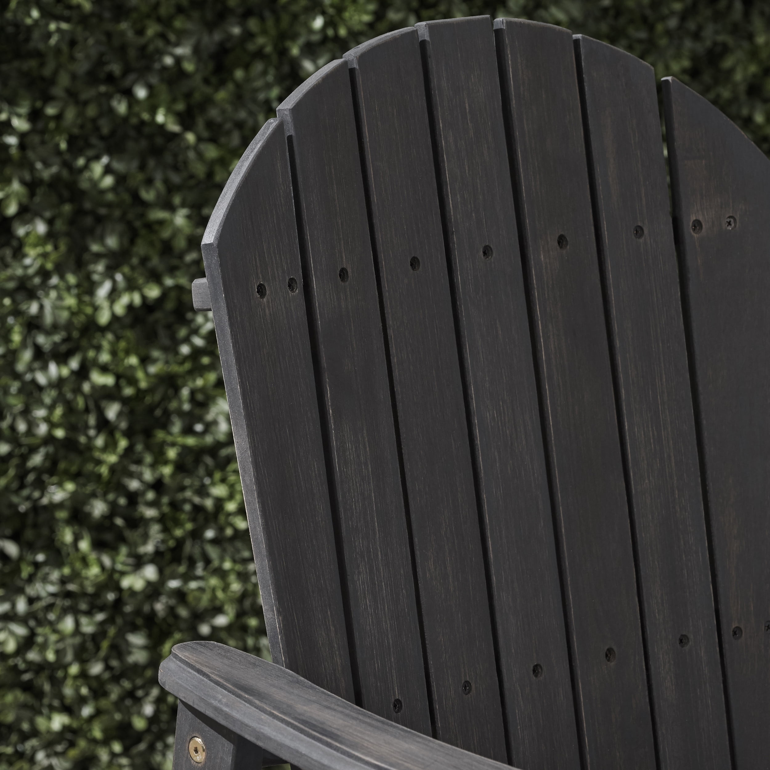 Outdoor Weather Resistant Adirondack Chair Set of 2, Acacia Wood Dining Seats for Patio Garden, Dark Gray