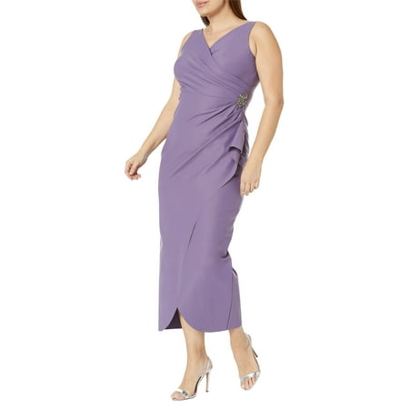 Alex Evenings Long Slimming Sleeveless Sheath Dress (Womens, Icy Orchid, 8)