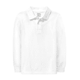 thumbnail image 1 of Unizone Uniforms Boy's long Sleeve Pique Polo shirt ( Small, White), 1 of 6