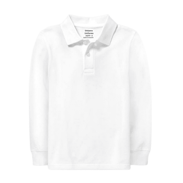 Unizone Uniforms Polo Piqué à Manches Longues pour Garçon (Grand, Blanc)