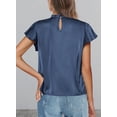 thumbnail image 2 of Blusa Mujer PRETTYGARDEN Manga Corta con Volantes Satinada Gris Azul M, 2 of 6