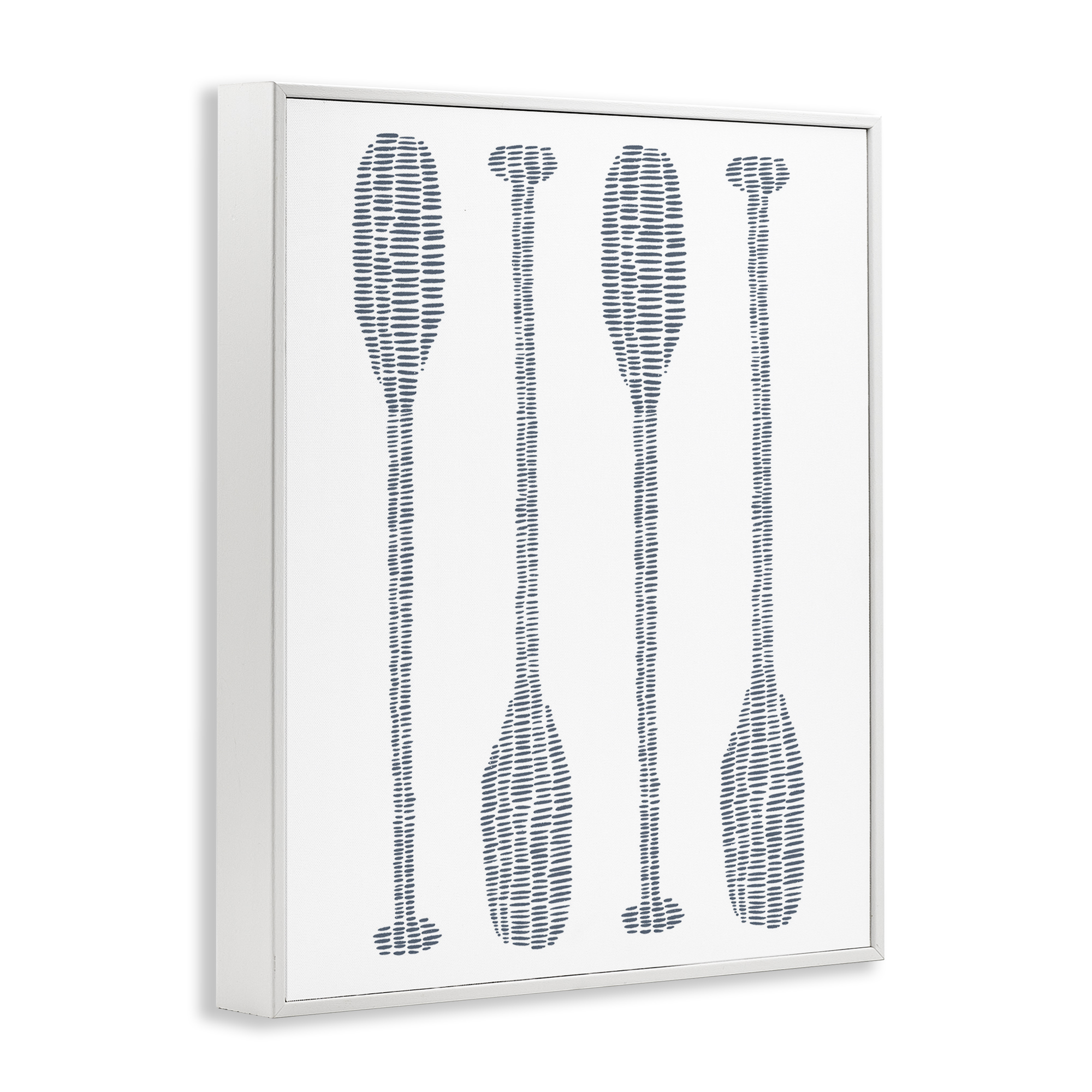 Stupell Industries Minimal Boat Oars Coastal Painting White Framed Art Print Wall Art, 16 x 20