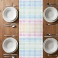 thumbnail image 4 of Blue Pink Plaid Short Table Runner 36 Inches Long,Pastel Green White Buffalo Patchwork Cotton Linen Table Runners Dresser Scarves,Tabletop Scarf Furniture Cover for Home Dinner Party Decor 13"x36", 4 of 8