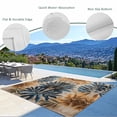 thumbnail image 3 of Navy Blue Brown Outdoor Rug 3x5 Ft - Reversible Patio Rug Outdoor Camping Rugs, Tropical Vintage Botanical Palm Leaves Washable Indoor Outdoor Area Rugs, Non-Slip Outdoor Carpet Runner for Deck/Porch, 3 of 8